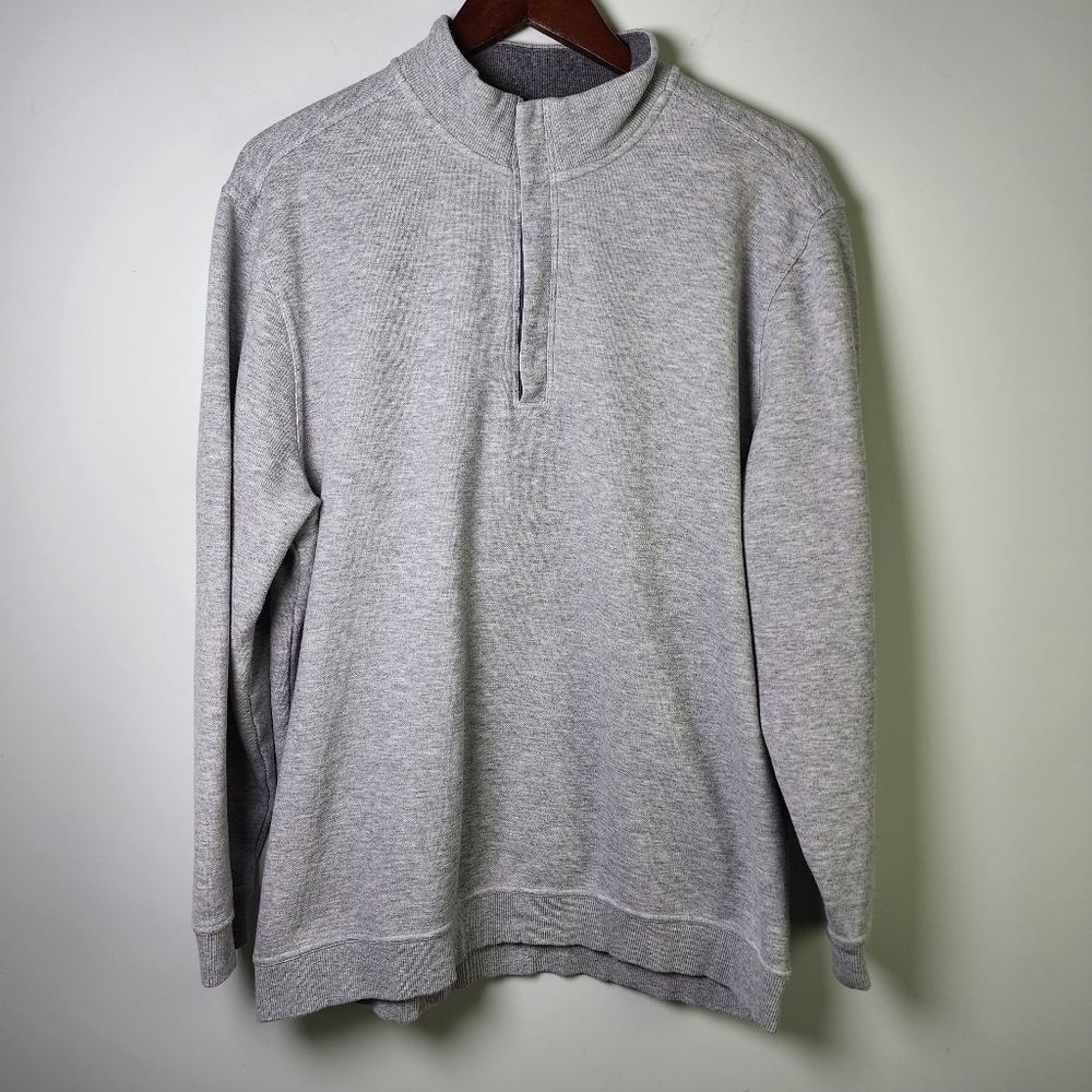 Walter Hagen Majors 11 Heather Gray Quarter Zip Ribbed Sweat Shirt Size XL